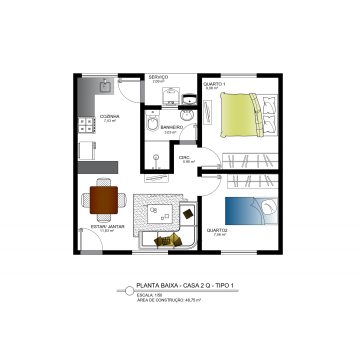 Casa de 2 Q - Tipo 1
